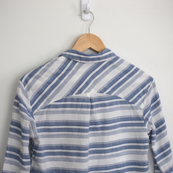A New Day Striped Button Up Blue Blouse - Picture 3 of 8